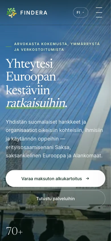 Sivuston etusivu puhelimen näytöllä.